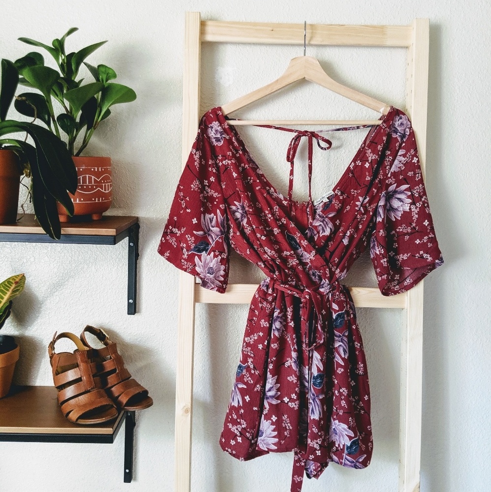 Dusty Rose Floral Romper